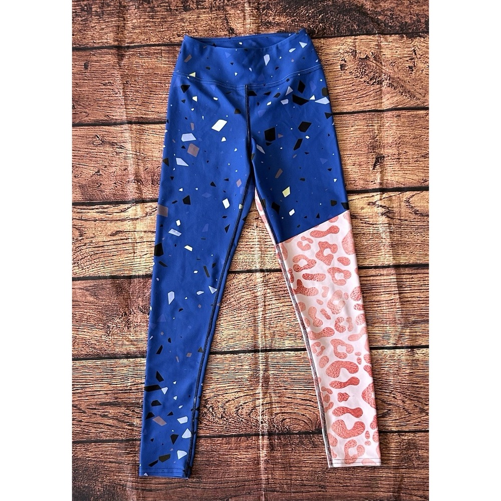 Loony Legs London Leggings Womens Daisy Doodles White Blue Red Yoga Pants Sz S - Picture 2 of 10